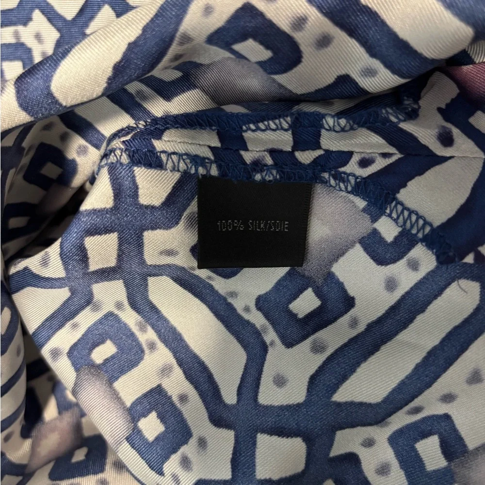 Lafayette 148 New York Blue Purple Geometric Full Silk Natural Fiber Swim Cover
